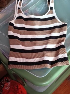 "Ms.Mocha" Striped Stretch Tank